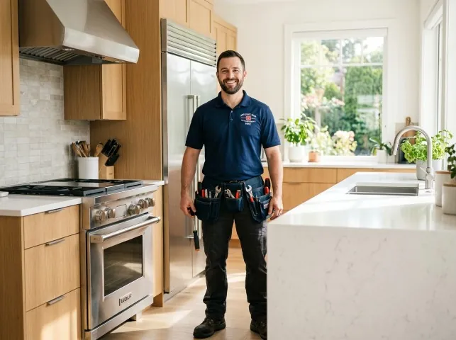 Appliance Repair Hero technician in a Allen, TX kitchen after an appliance repair